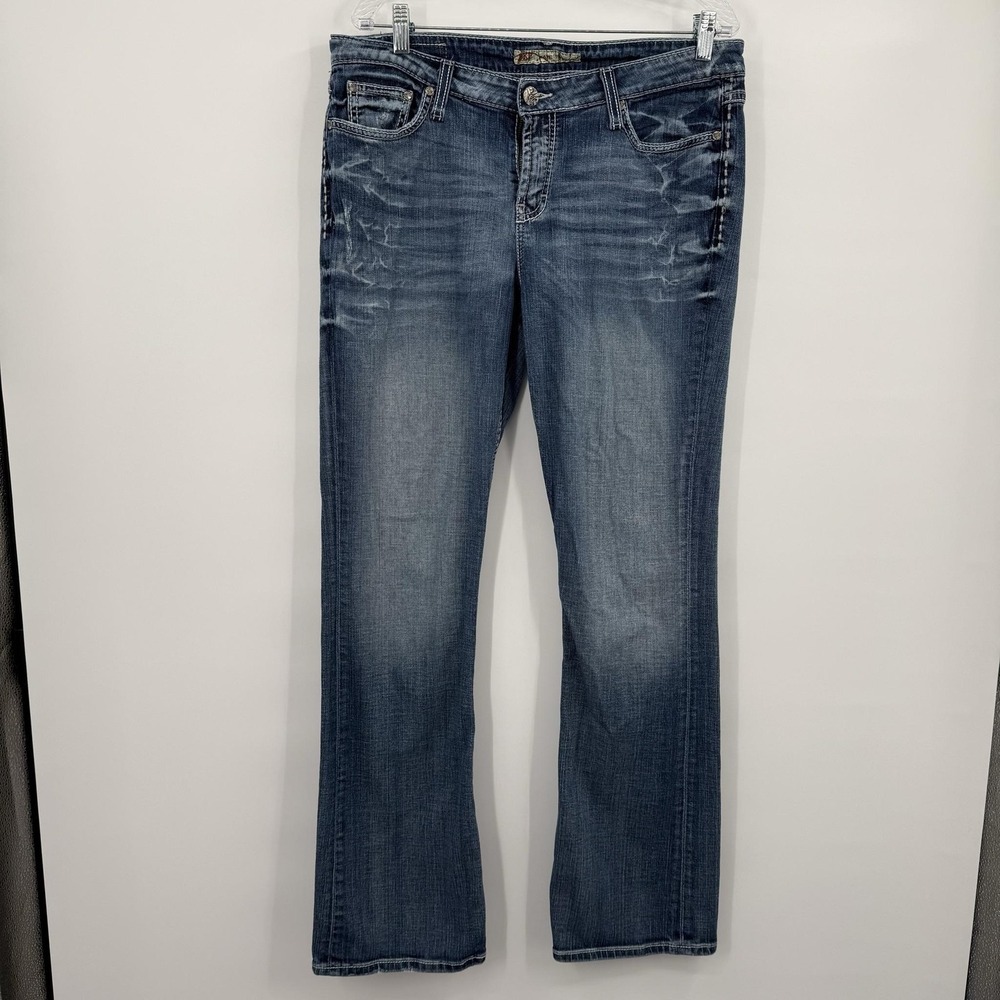 Buckle BKE Jeans Womens 33 Blue Bootcut Kate Mid Rise Denim Embroidered